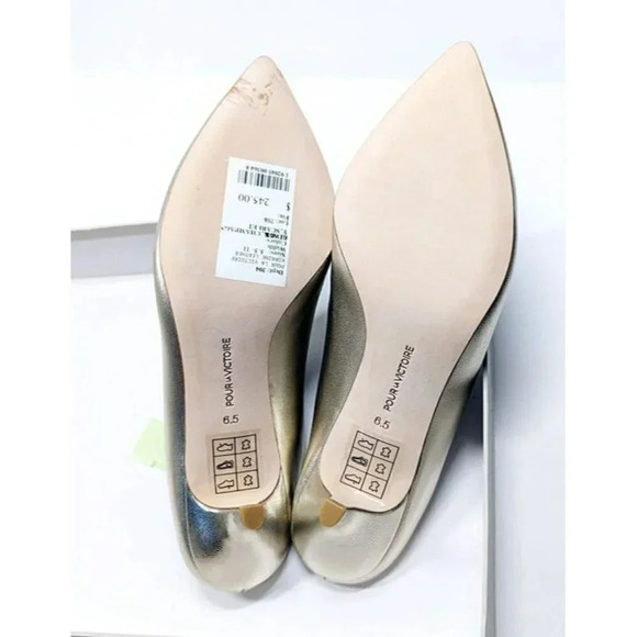 Pour La Victoire Women's Korrine Leather Heel Mules Champagne Size 6.5 MSRP $245 - Picture 4 of 9